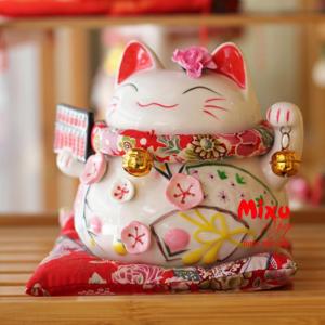 Mèo Thần Tài Kim Đào 15cm May Mắn Tài Lộc