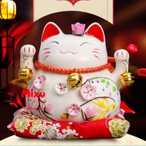 Mèo Thần Tài Kim Đào 15cm May Mắn Tài Lộc