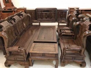 Bộ bàn ghế minh quốc đào gỗ tràm lõi tay 10 Đồ Gỗ Mạnh Tráng
