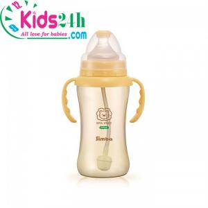 Bán bình trữ sữa hồ lô cổ rộng tay cầm hút tự động nhựa ppsu simba 270ml