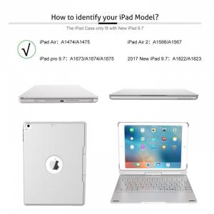 bàn phím bluetooth ipad 9.7 inch iPad wifi 2018, iPad wifi 2017, iPad Air 1, iPad Air 2, iPad pro 9.7 Ốp lưng Xoay 360° Đèn LED PKCB180 keyboard