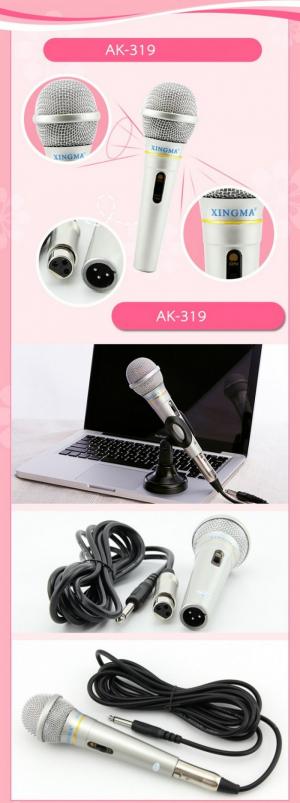 Micro có Dây 3.5 m XINGMA AK-319 Nhập khẩu Đen cho Âm li loa kẹo kéo