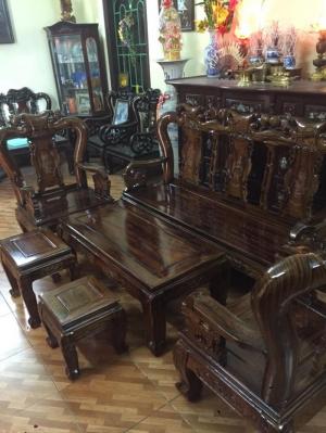 Bàn Ghế Phòng Khách Minh Quốc Đào Gỗ Xoan Ta PU giả mun