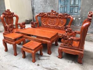 Bàn Ghế Phòng Khách Nghê Đỉnh Gỗ Hương Đá Tay 12 dogomanhmoc.com