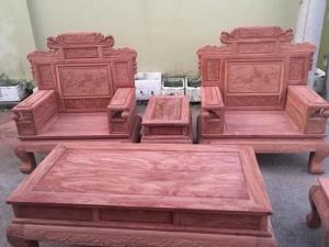 Bàn Ghế Phòng Khách Phù Dung Gỗ Hương Đá