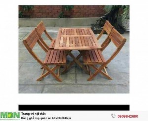 Bằng ghế xếp quán ăn 60x80xH60cm