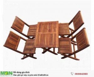 Bàn ghế gỗ xếp cà phê mini 45x60x50cm