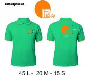 áo thun đồng phục công ty QHPA
chất liệu 65/35 - 4 chiều cá sấu
màu sắc xanh lý
bo tay bo cổ màu xanh lý viền cam
logo in trước và sau áo