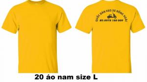 áo thun đơn giản cổ tròn
in ấn thông tin màu đen ở phía sau lưng
chất liệu cotton pe 2 chiều
kiểu cổ tròn
số lượng 20 áo nam size l