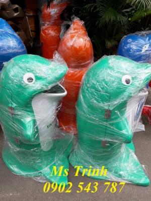 Thùng đựng rác hình cá heo, thùng rác hình thú, thùng rác hình thú trường học