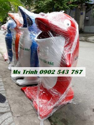 Thùng đựng rác hình cá heo, thùng rác hình thú, thùng rác hình thú trường học
