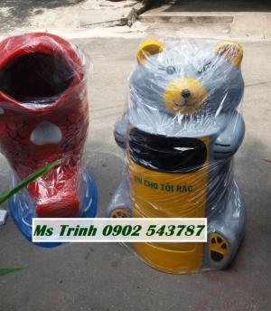Thùng rác nhựa, thùng rác hình chuột túi, thùng rác nhựa hình con thú