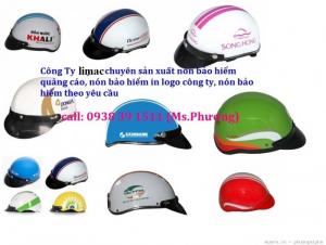 In nón bảo hiểm quảng cáo đẹp, sản xuất nón bảo hiểm giá rẽ, In logo quảng cáo theo yêu cầu