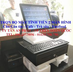 Trọn bộ máy tính tiền 2 màn hình dùng cho quán trà sữa
