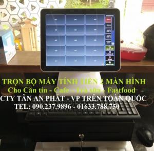 Trọn bộ máy tính tiền 2 màn hình dùng cho quán trà sữa