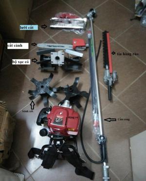 Máy xạc cỏ đa chức năng : xới đất, xạc cỏ, cắt tỉa cành, tỉa hàng rào,