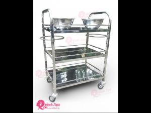 Xe Đẩy Inox 3 Tầng 2 Bát