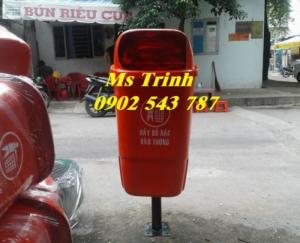 Thùng rác 55 lít, thùng rác cọc treo đơn, thùng rác 55 lít chân trụ sắt