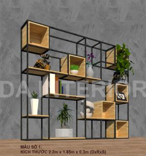 Khung kệ bằng sắt sơn tĩnh điện và các tấm gỗ ghép cao su.
Kích thước: 2.2x1.85x0.3 có thể thay đổi theo yêu cầu của khách hàng.