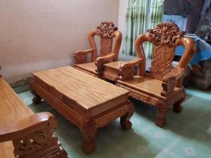 Bộ salong phòng khách gỗ gõ đỏ 100%