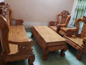 Bộ salong phòng khách gỗ gõ đỏ 100%