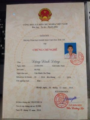 Chứng chỉ nghề cẩu tháp