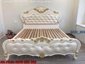 Đặt mua bộ giường ngủ cổ điển màu trắng cao cấp ms 263 giá rẻ tại xưởng, chiết khấu cao cho cửa hàng