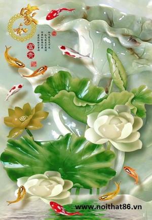 Tranh ốp tường cá chép hoa sen
