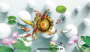 Tranh ốp tường cá chép hoa sen