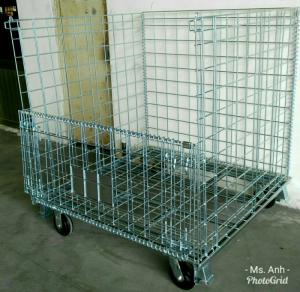 Lồng thép trữ hàng gắn bánh xe