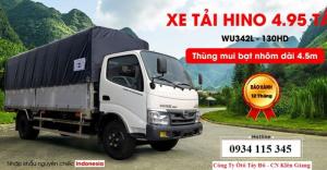 Bán Xe Tải HINO 4.95 Tấn Thùng Bạt Nhôm Dài 4.5M - WU342L 130HD/ giá tốt / hỗ trợ trả góp