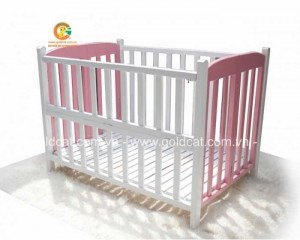 Giường cũi gỗ Goldcat thanh lí 2in1 màu trắng hồng