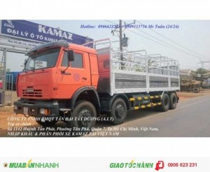 Tải thùng 4 giò Kamaz, Kamaz thùng 30 tấn, Bán xe tải thùng kamaz 4 chân dài 9m