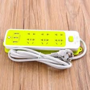 Ổ cắm điện xanh lá tích hợp 3 cổng USB