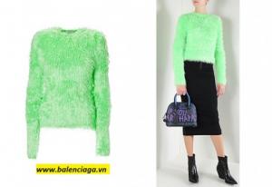 Áo lông Balenciaga faux fur knit pullover