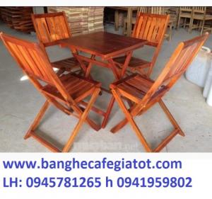 Bàn ghế cafe gỗ xếp cao Ngọc Quảng