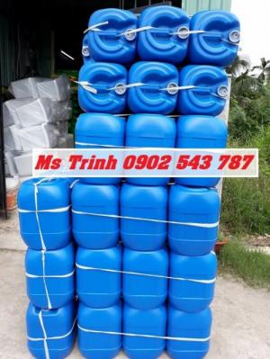 Vỏ Can nhựa 30 lít đựng hóa chất; can nhựa 30 lít màu trắng; can nhựa vuông 30 lít nắp đỏ chứa thực phẩm