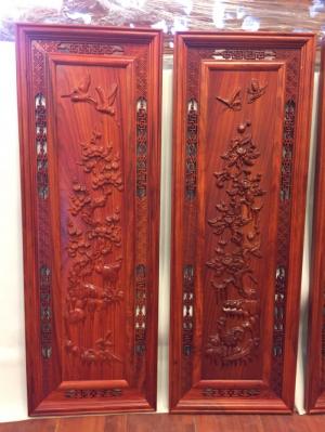 Tranh Tứ Quý Gỗ Hương Cao 1,07m-Lt47