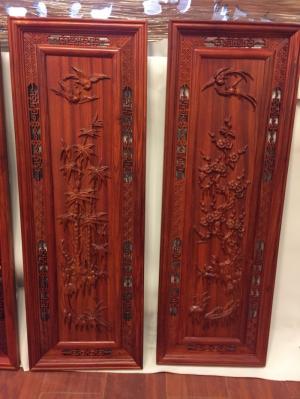 Tranh Tứ Quý Gỗ Hương Cao 1,07m-Lt47