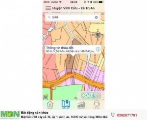 Mặt tiền 768 cây số 36, ấp 1 xã Trị An, 16817m2 sổ riêng 300m thổ cư, mặt tiền đường 31m