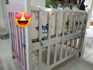 Thanh lí cũi gỗ goldcat trắng hồng 2 tầng cho bé