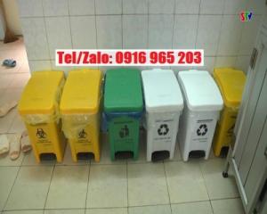 Thùng rác bệnh viện 20 lít màu xanh lá, vàng, trắng