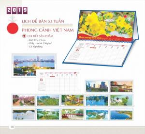 Lịch để bàn 2 lò xo chủ đề phong cảnh Việt Nam - Khổ 12 x 23 cm - Giấy Couche 230gsm