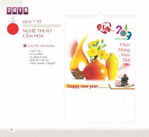 Lịch lò xo 7 tờ chủ đề Nghệ thuật cắm hoa ấn tượng- Khổ 40 x 60cm - Giấy Couche 230gsm - Trang bìa chính