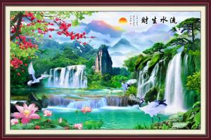 Gạch tranh giả ngọc chim công phòng khách