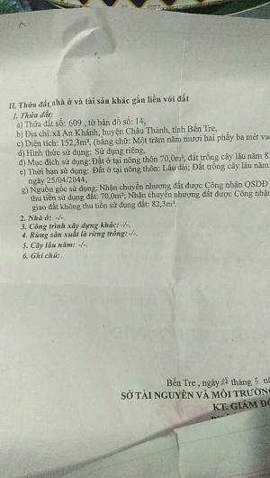 Bán đất Thổ cư tỉnh Lộ 883 Châu Thành Bến Tre