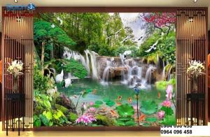 gạch tranh 3d - tranh gạch 3d hồ sen 3d hk097