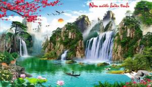 gạch tranh 3d - tranh gạch 3d hồ sen 3d hk097