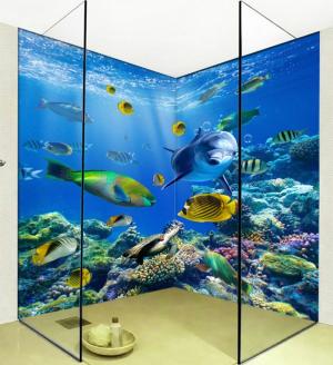 tranh gạch men cá heo 3d