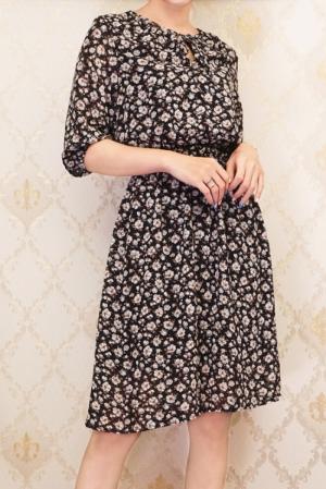 Đầm hoa tay lỡ bo eo (DX6638)
